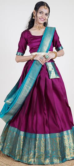 Festive, Reception Purple and Violet color Lehenga in Art Silk fabric with Flared Weaving work : 1939095
