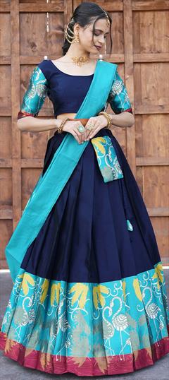 Party Wear, Reception Blue color Lehenga in Silk fabric with Flared Printed work : 1939103