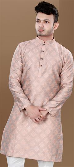 Festive, Party Wear Pink and Majenta color Kurta in Jacquard fabric with Weaving work : 1939279