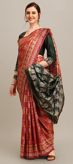 Party Wear, Traditional Pink and Majenta color Saree in Banarasi Silk fabric with South Printed work : 1939736