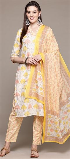 Festive, Summer Multicolor color Salwar Kameez in Cotton fabric with Straight Printed, Sequence work : 1939809