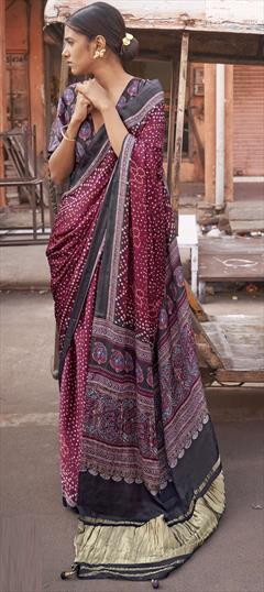 Festive, Party Wear Red and Maroon color Saree in Viscose fabric with Classic Bandhej, Printed work : 1939831