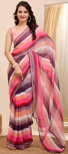 Casual, Party Wear Multicolor color Saree in Georgette fabric with Classic Printed work : 1940387