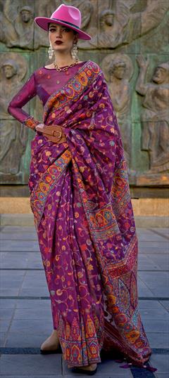 Festive, Reception, Traditional Pink and Majenta color Saree in Organza Silk fabric with Classic Weaving work : 1940431