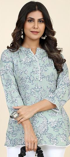 Summer Multicolor color Tops and Shirts in Rayon fabric with Straight Printed work : 1940944