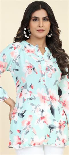 Summer Multicolor color Tops and Shirts in Rayon fabric with Straight Floral, Printed work : 1940949