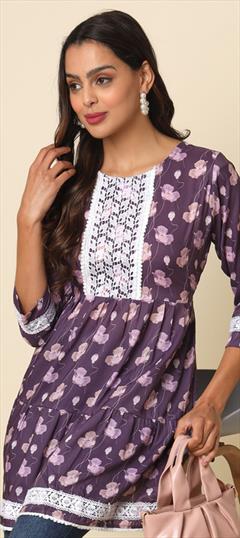 Summer Multicolor color Kurti in Cotton fabric with Anarkali Printed work : 1941131