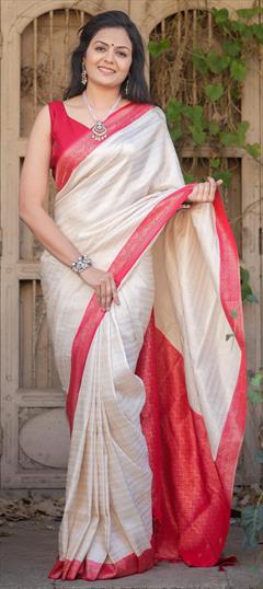 Party Wear, Traditional White and Off White color Saree in Art Silk fabric with South Weaving work : 1941141