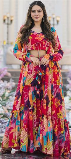 Festive, Reception Multicolor color Salwar Kameez in Art Silk fabric with Digital Print work : 1941343