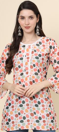 Summer Multicolor color Kurti in Cotton fabric with Long Sleeve, Straight Printed work : 1941357