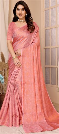 Bollywood, Festive, Traditional Pink and Majenta color Saree in Kanjeevaram Silk fabric with South Weaving work : 1941531