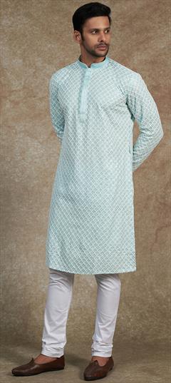 Party Wear Blue color Kurta Pyjamas in Rayon fabric with Embroidered, Sequence work : 1941939