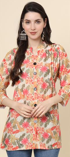Casual Multicolor color Kurti in Cotton fabric with Straight Printed work : 1942296
