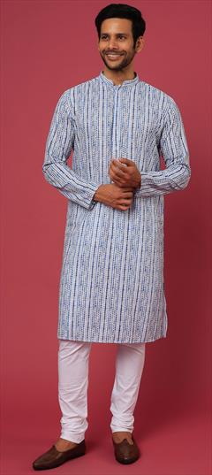 Party Wear Blue color Kurta Pyjamas in Rayon fabric with Embroidered work : 1942649