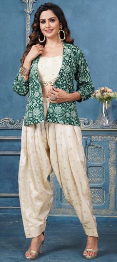 Festive, Reception White and Off White color Salwar Kameez in Tissue fabric with Cut Dana, Printed, Sequence work : 1942877