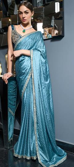Festive, Reception, Wedding Blue color Saree in Viscose fabric with Classic Embroidered, Thread, Zari work : 1943654