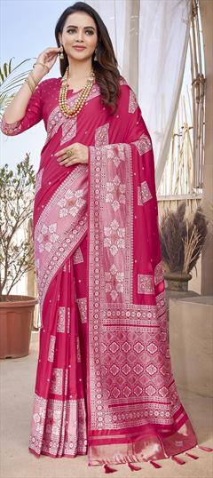 Festive, Traditional Pink and Majenta color Saree in Art Silk fabric with South Weaving work : 1944096