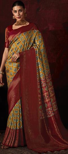 Party Wear, Traditional Multicolor color Saree in Art Silk, Silk fabric with South Digital Print work : 1944104
