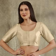 Party Wear Gold color Blouse in Brocade fabric with Weaving work : 1944310
