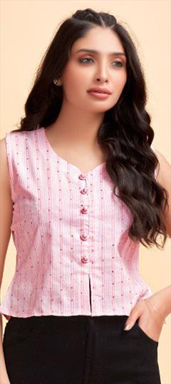 Casual Pink and Majenta color Tops and Shirts in Cotton fabric with Printed work : 1944657