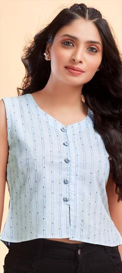 Casual Blue color Tops and Shirts in Cotton fabric with Printed work : 1944659