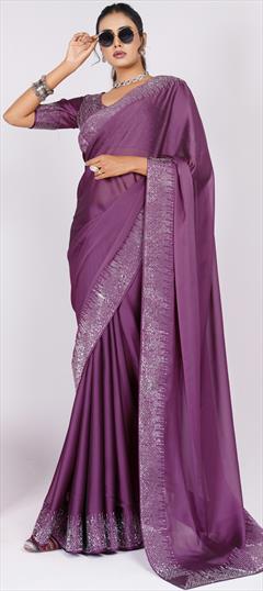 Party Wear, Traditional Pink and Majenta color Saree in Art Silk fabric with South Swarovski work : 1944759