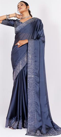 Party Wear, Traditional Blue color Saree in Art Silk fabric with South Swarovski work : 1944761