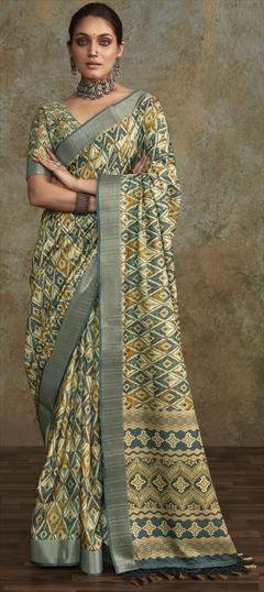 Festive, Traditional Multicolor color Saree in Handloom fabric with Bengali Sequence, Weaving work : 1944897