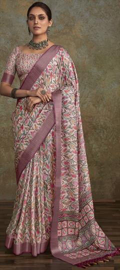 Festive, Traditional Multicolor color Saree in Handloom fabric with Bengali Sequence, Weaving work : 1944899