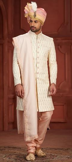 Wedding Pink and Majenta color Sherwani in Silk fabric with Embroidered, Sequence, Stone, Thread work : 1944942