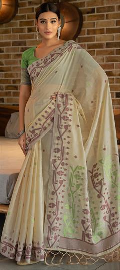 Casual, Traditional Green color Saree in Cotton fabric with Bengali Printed work : 1945053