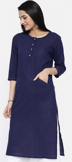 Summer Blue color Kurti in Rayon fabric with Straight Embroidered work : 1945967