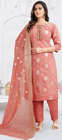 Festive, Mehendi Sangeet, Reception Pink and Majenta color Salwar Kameez in Silk fabric with Straight Gota Patti, Weaving work : 1946448