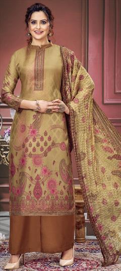 Festive, Party Wear Multicolor color Salwar Kameez in Muslin fabric with Palazzo, Straight Digital Print, Stone, Swarovski work : 1946591