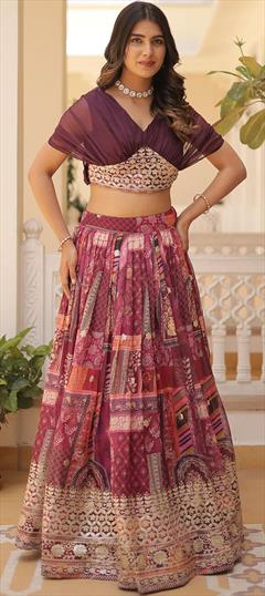 Reception, Wedding Beige and Brown color Ready to Wear Lehenga in Silk fabric with Flared Weaving work : 1946750