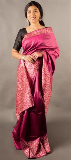 Party Wear, Traditional Pink and Majenta color Saree in Raw Silk fabric with South Weaving work : 1946793