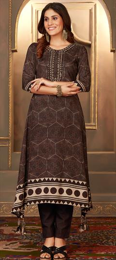 Summer Black and Grey color Kurti in Chiffon fabric with A Line Digital Print work : 1947265