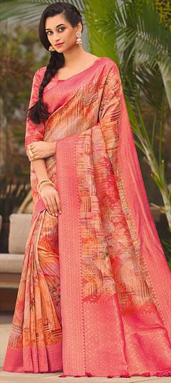 Engagement, Traditional, Wedding Multicolor color Saree in Silk fabric with South Printed, Weaving work : 1947364