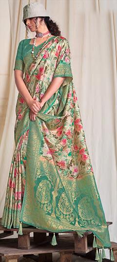 Festive, Traditional, Wedding Multicolor color Saree in Silk fabric with South Printed, Weaving work : 1947385
