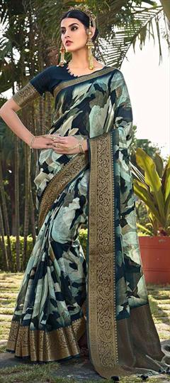 Festive, Reception, Traditional Multicolor color Saree in Silk fabric with South Floral, Printed, Weaving work : 1947407