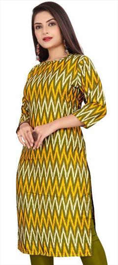 Casual Multicolor color Kurti in Crepe Silk fabric with Long Sleeve, Straight Printed work : 1947507