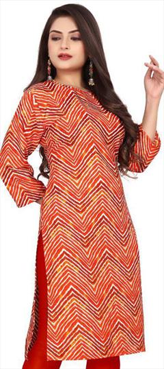Casual Multicolor color Kurti in Crepe Silk fabric with Long Sleeve, Straight Printed work : 1947526