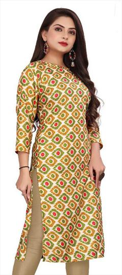 Casual Multicolor color Kurti in Crepe Silk fabric with Long Sleeve, Straight Printed work : 1947542