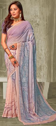 Casual, Party Wear Multicolor color Saree in Faux Georgette fabric with Classic Printed work : 1947633