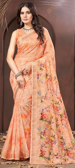 Casual, Traditional Multicolor color Saree in Cotton fabric with Bengali Floral, Printed work : 1947660