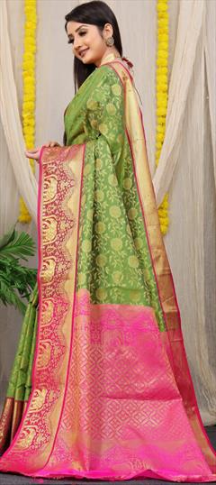 Traditional Green color Saree in Kanchipuram Silk fabric with South Weaving work : 1947662