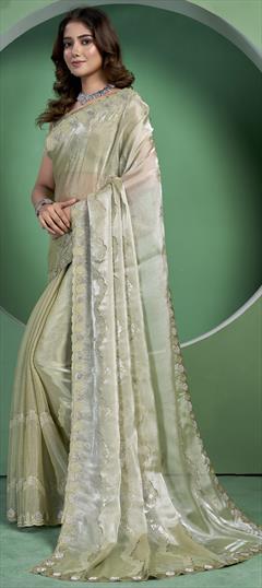 Party Wear, Traditional Pink and Majenta color Saree in Organza Silk fabric with Classic Sequence work : 1947699