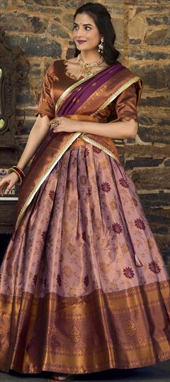 Festive, Mehendi Sangeet, Reception Multicolor color Lehenga in Jacquard fabric with Flared Weaving work : 1948100