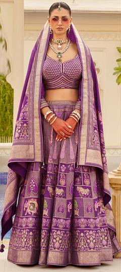 Bridal, Wedding Pink and Majenta color Ready to Wear Lehenga in Patola Silk fabric with Flared Printed work : 1948205