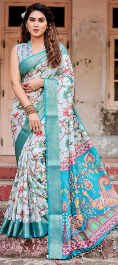 Casual, Traditional Multicolor color Saree in Art Silk, Silk fabric with South Digital Print, Floral work : 1948374